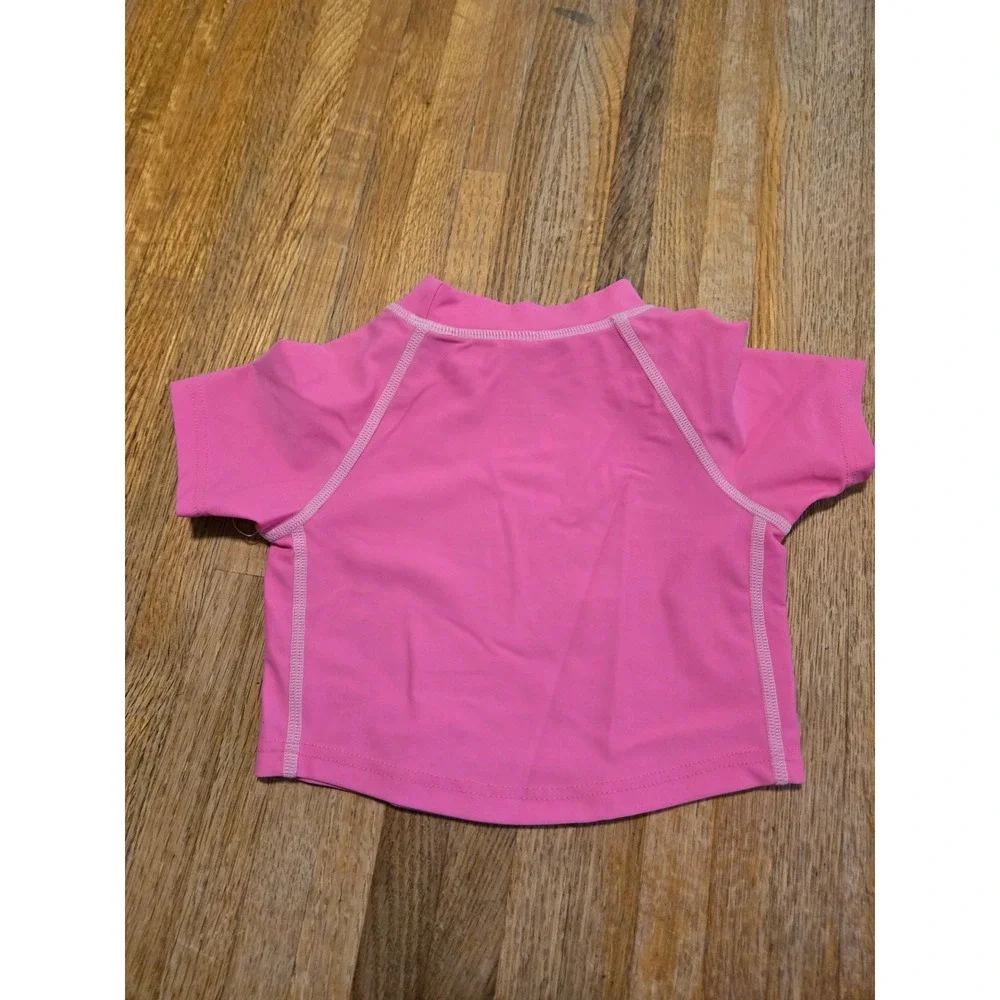 i play. Baby Girl 6 Months Pink Short Sleeve Rash Guard UPF 50+ Swim Shirt